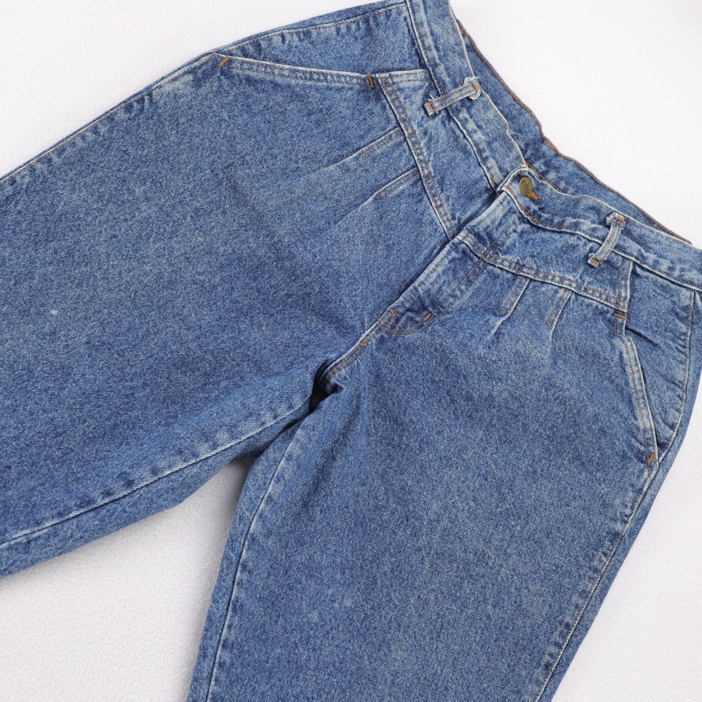 Vintage Chic High Rise Pleated Mom Jeans Blue Denim Made in USA Womens 16 Petite
